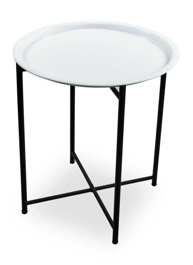 FOLDABLE METAL TABLE CONSISTS OF ROUND TRAY AND BLACK STAND FOR THE LIVING ROOM (DIAMETER 46CM, HEIGHT 51CM) WHITE COLOR - pzsku/ZCC1C2B6901E9943CED45Z/45/_/1716201816/1a3a7ce3-45d1-4dfe-8d14-925f1b531b91