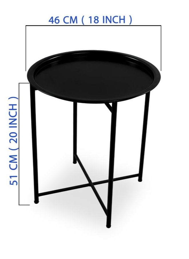 FOLDABLE METAL TABLE CONSISTS OF ROUND TRAY AND BLACK STAND FOR THE LIVING ROOM (DIAMETER 46CM, HEIGHT 51CM) WHITE COLOR - pzsku/ZCC1C2B6901E9943CED45Z/45/_/1716201849/e0801a2e-723a-4646-911c-b25d0f45d990