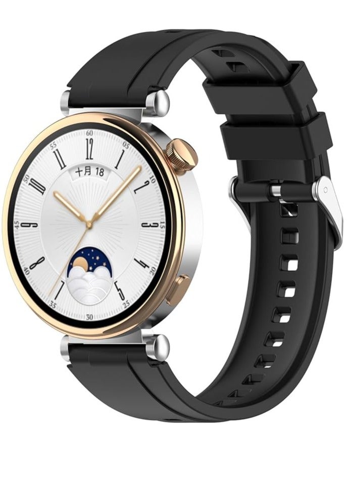 Silicone Band Compatible with Huawei Watch GT5 41mm 2024, 18mm New Soft Silicone Loop Strap, Soft Breathable Wristbands No Gap Wristband Strap for Women Men Black - Image 2