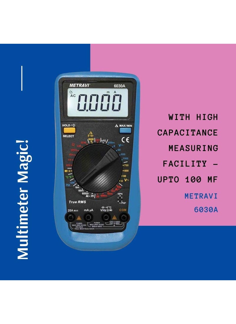 METRAVI Metravi 6030A Digital TRMS Multimeter 6000 Counts with Backlit LCD overload protection  - Image 2