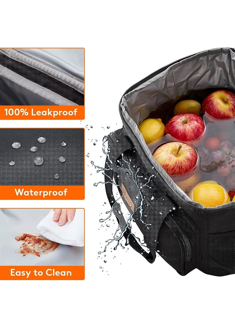 Large Lunch Bag Insulated Lunch Box Soft Cooler Cooling Tote for Adult Men Women, Black 24-Can (15L) - Image 3