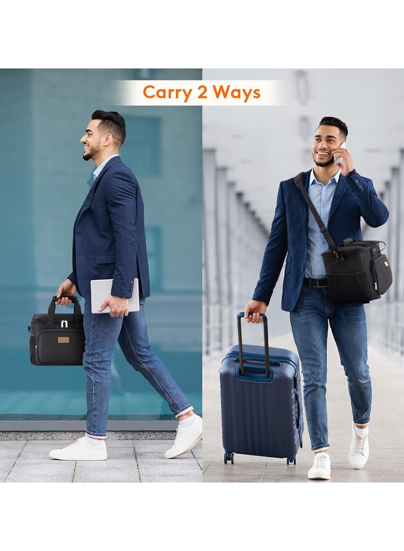 Large Lunch Bag Insulated Lunch Box Soft Cooler Cooling Tote for Adult Men Women, Black 24-Can (15L) - Image 4