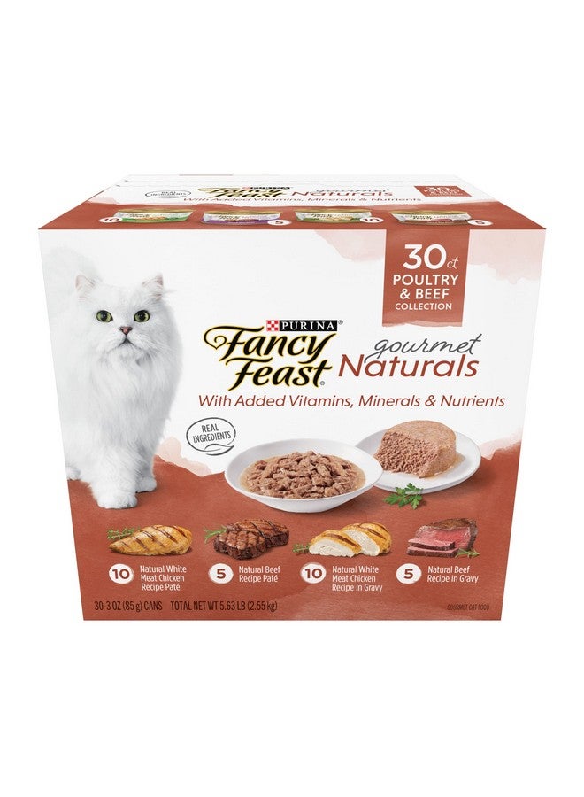 Fancy Feast Purina Fancy Feast Wet Cat Food Variety Pack Gourmet Naturals Poultry and Beef Collection - (Pack of 30) 3 oz. Cans - Image 1