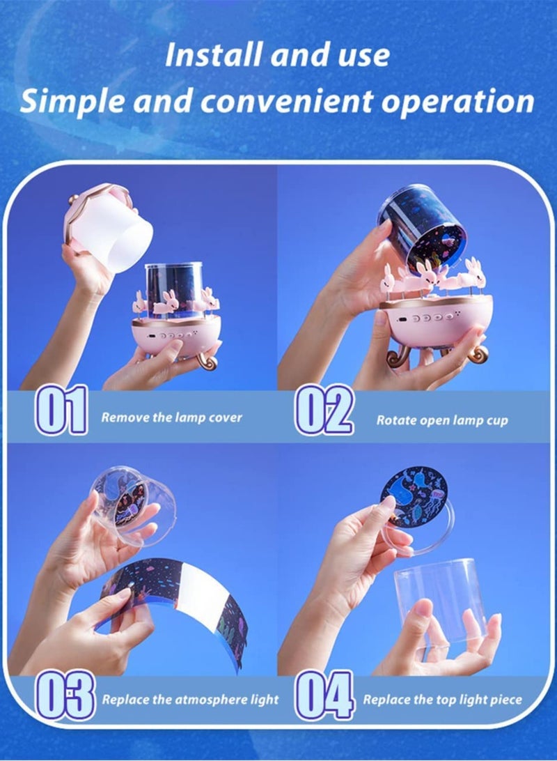 Shopit Night Lights Starry Sky Projector for Kids Room, Galaxy Projector Rabbits 5 Film, Baby Night Light Projector,USB Cable, 360 Rotating Kids Night Light for Bedroom,Night Light - Image 4