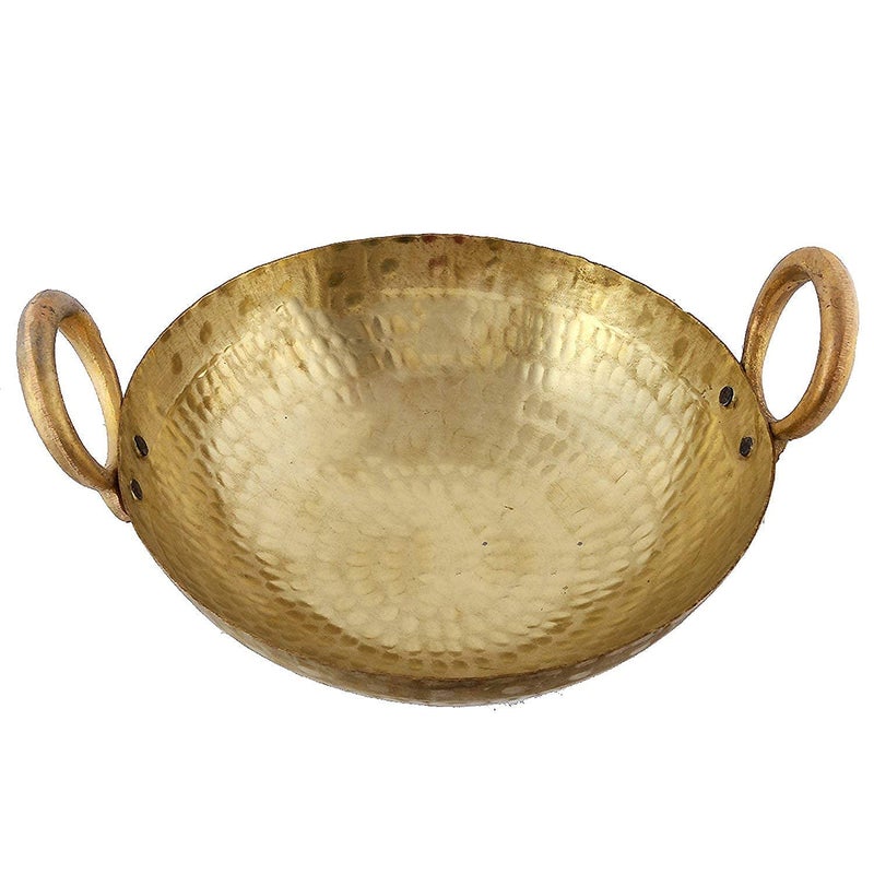 RJ kitchenware Store Brass Hammered Kadhai for CookingServing Pital Kadhai Pure Brass 25 Litter - Image 2