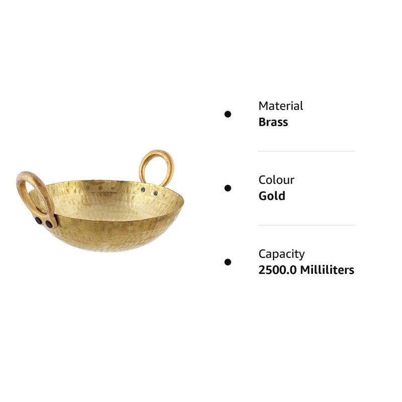 RJ kitchenware Store Brass Hammered Kadhai for CookingServing Pital Kadhai Pure Brass 25 Litter - Image 3
