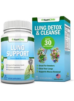 NutriONN Lung Cleanse - Powerful Lung Detox Program - 100% Vegetable Based - Great for Smokers - Supports Respiratory Health - Helps Reduce The Production of Mucus - Promotes Comfortable Breathing