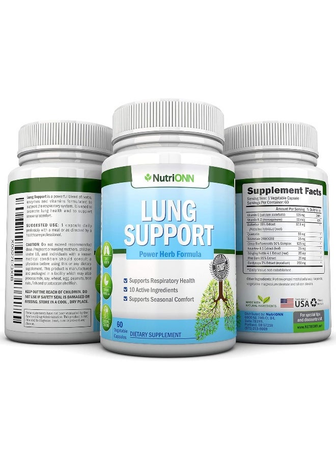 NutriONN - NutriONN Lung Cleanse - Powerful Lung Detox Program - 100% Vegetable Based - Great for Smokers - Supports Respiratory Health - Helps Reduce The Production of Mucus - Promotes Comfortable Breathing - Image 1