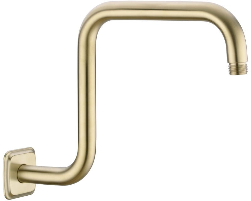 TRUSTMI 13 Inch S-Shape Shower Arm with Flange, Stainless Steel Pipe Extra Long Replacement Shower Head Holder, Brushed Gold - Image 1