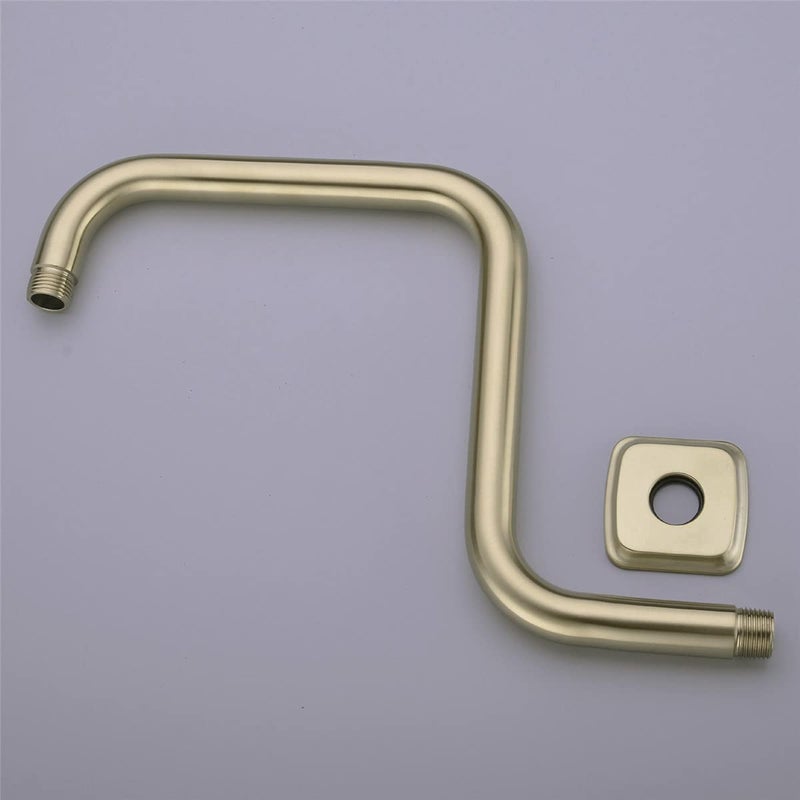 TRUSTMI 13 Inch S-Shape Shower Arm with Flange, Stainless Steel Pipe Extra Long Replacement Shower Head Holder, Brushed Gold - Image 3