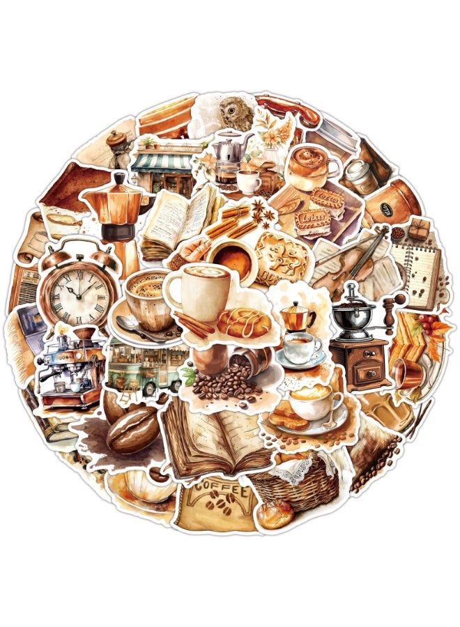 ORAINBOW Coffee House Stickers 50 Pack Vinyl Laptop Waterproof Decals for Water Bottles Skateboard Computer Cars Luggage Phone Graffiti Stickers Pack for Teens Girls Kids Adults - Image 1