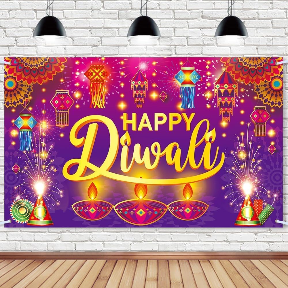 الرائد Al Raied Happy Diwali Backdrop - Festival Of Lights Banner For Home Decorations