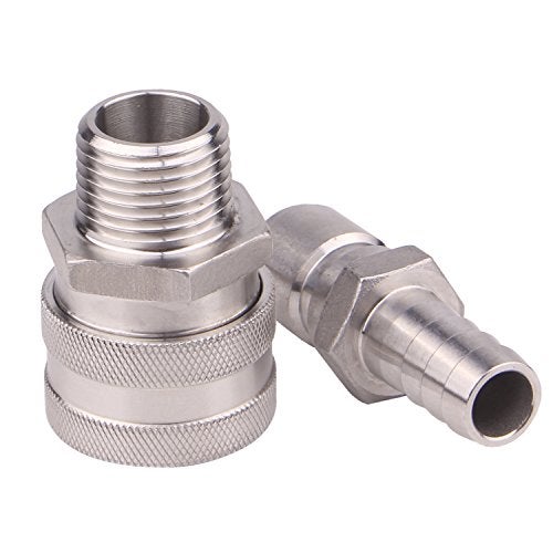 DERNORD Stainless Steel Quick Disconnect Set - Beer Brewing Connector Kit (Barb Male/MPT Female(Pack of 2)) - Image 3