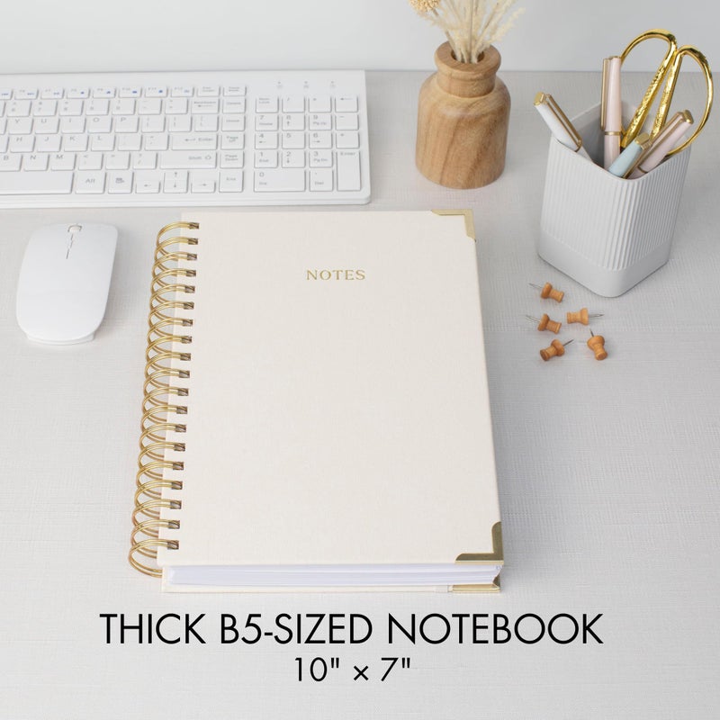 ZICOTO Aesthetic Thick Spiral Notebook Journal For Women in B5 Format - Modern Linen Hardcover College Ruled Note Book With 300 Lined Pages - Perfect For Writing And Staying Organized at Work or School - Image 3