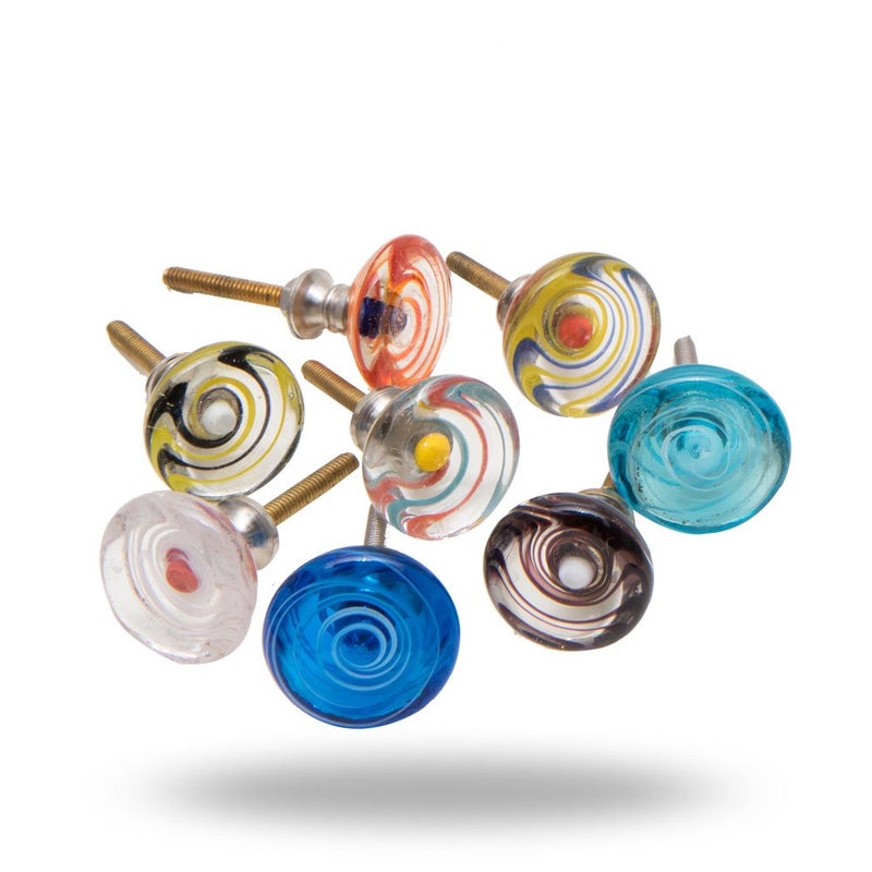 Trinca-Ferro TRINCAFERRO Set of 8 Drawer Knobs Glass Spiral Cabinet Cupboard Pull Kitchen BedRoom Dresser Handle - Image 2