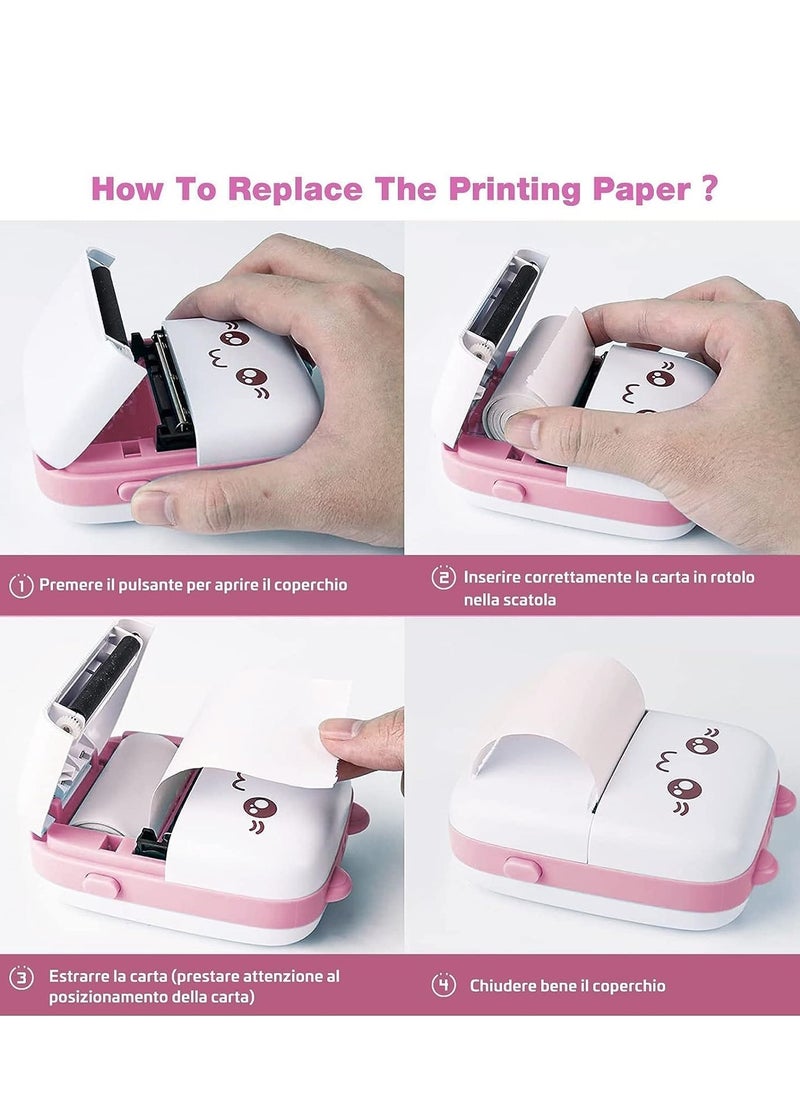 Mini portable pocket printer wireless bluetooth thermal printer with thermal printing paper