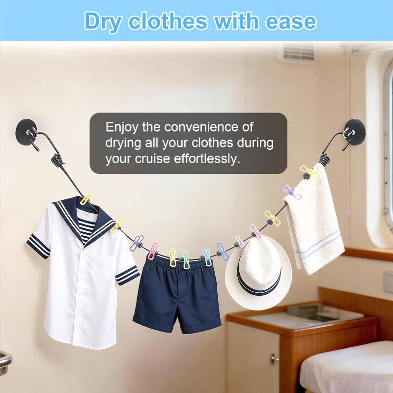 Engorgio Magnetic Clothesline for Cruise Ship Cabin Approved - Portable Travel Clothes Line,Strong Rubber Coated Non-Scratch Magnets,Travel Clothesline for Cruise Ship Essentials(Updated Stronger Magnets) - Image 5