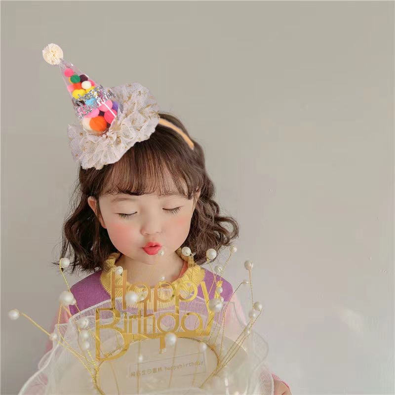 Kids Party Photo Prop Beige Ball Hair Hoop 