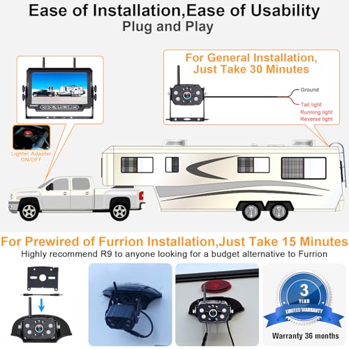 Rohent RV Backup Camera Wireless Strong Signal: HD 1080P 7'' Touch Key Recording Monitor Rear View System for Trailers/Trucks/5th Wheel 4 Channels Easy Setup Plug and Play for Furrion Pre-Wired Mount R9 - Image 2
