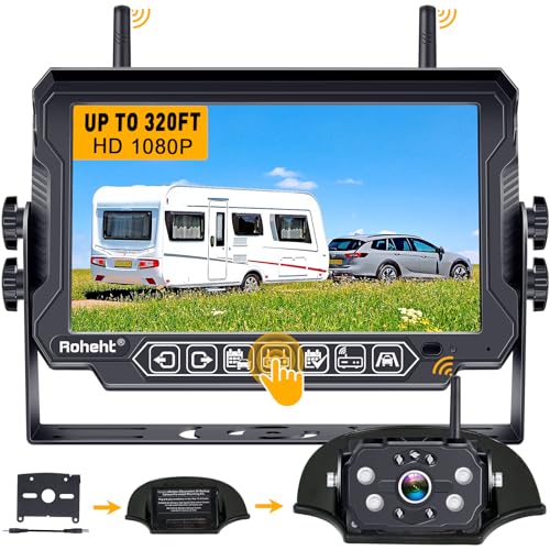 Rohent RV Backup Camera Wireless Strong Signal: HD 1080P 7'' Touch Key Recording Monitor Rear View System for Trailers/Trucks/5th Wheel 4 Channels Easy Setup Plug and Play for Furrion Pre-Wired Mount R9 - Image 1