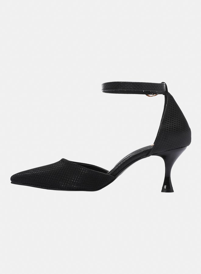 أكس أو ستايل حذاء نسائي أنيق بكعب سموكي مع مقدمة مدببة وحزام للكاحل - Image 4