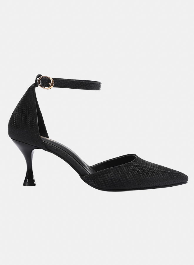 أكس أو ستايل حذاء نسائي أنيق بكعب سموكي مع مقدمة مدببة وحزام للكاحل - Image 2