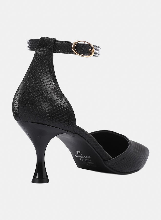 أكس أو ستايل حذاء نسائي أنيق بكعب سموكي مع مقدمة مدببة وحزام للكاحل - Image 3