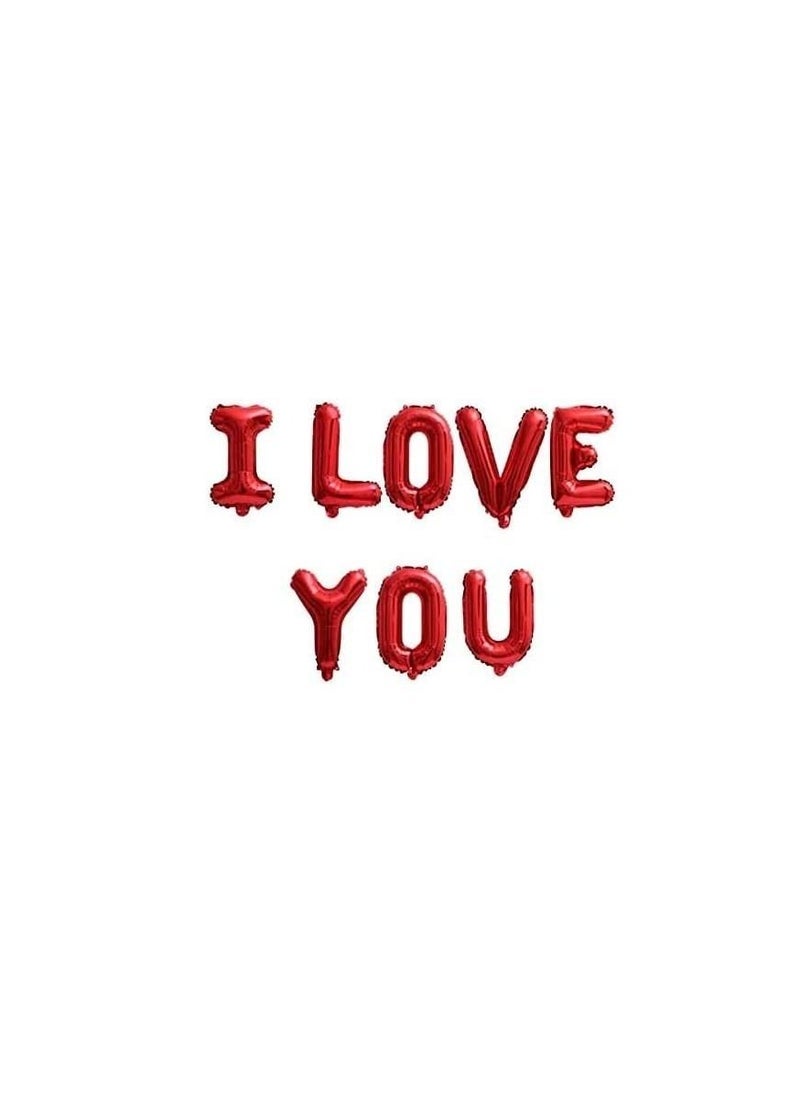 MARKQ I Love You Balloon Banner, 16 Inch Foil Letter Valentineâ€™s Day Balloon Sign for Birthday Party Motherâ€™s day Fatherâ€™s day Marriage Proposal Wedding Anniversary Party Decorations & Supplies (Red) - Image 1