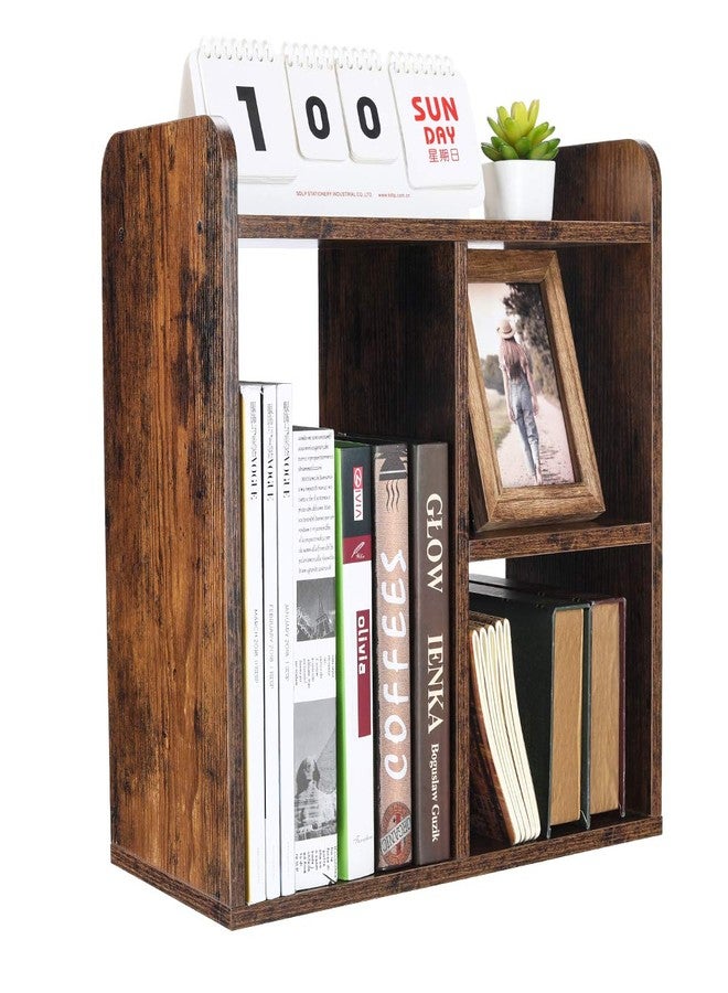 PAG Desktop Small Shelf, Wooden Bookcase, Small, Desk Organiser and Accessories, Display Rack, for Office, School and Home, Antique Brown - Image 1