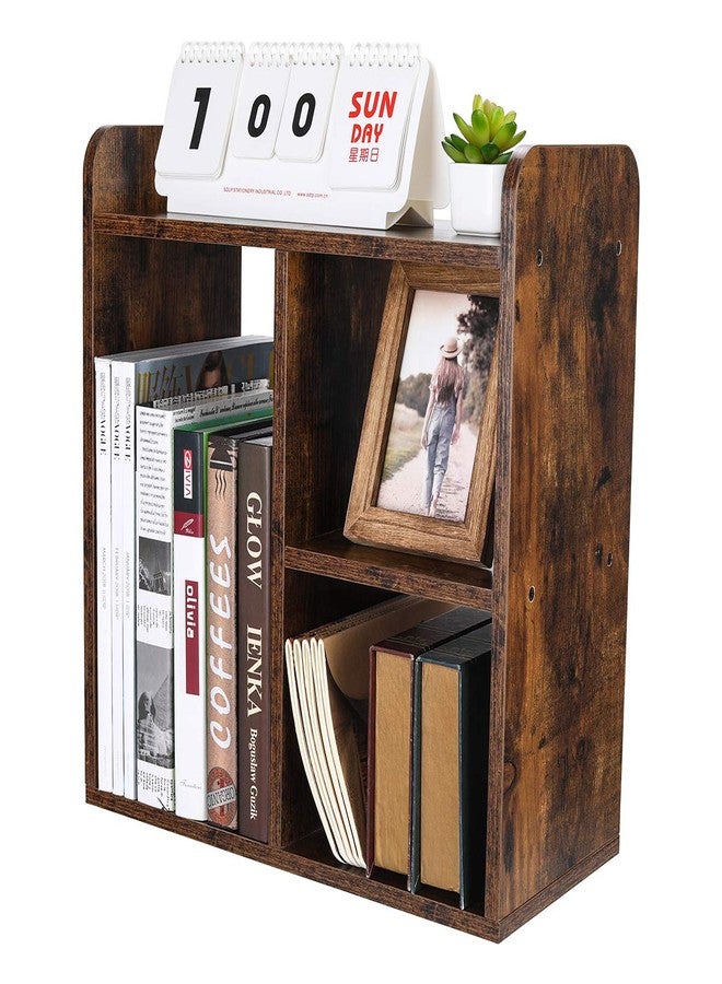PAG Desktop Small Shelf, Wooden Bookcase, Small, Desk Organiser and Accessories, Display Rack, for Office, School and Home, Antique Brown - Image 2