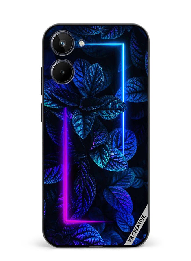 VR CREATIVE Protective Case Cover For Realme 10 Blue Foliage Plants Neon Design Multicolour - Image 1