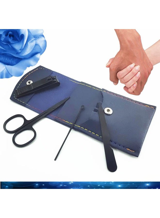 SHICEN Manicure Set, Professional Men/Women Nail Clippers Kit 4PCS， Stainless Steel Nail Cutter Care Tools Professional Grooming Kits, PU Leather Travel Case(black) - Image 5