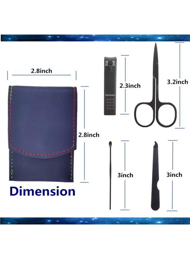 SHICEN Manicure Set, Professional Men/Women Nail Clippers Kit 4PCS， Stainless Steel Nail Cutter Care Tools Professional Grooming Kits, PU Leather Travel Case(black) - Image 2