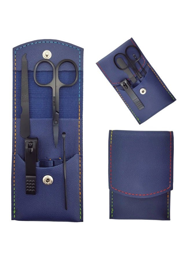 SHICEN Manicure Set, Professional Men/Women Nail Clippers Kit 4PCS， Stainless Steel Nail Cutter Care Tools Professional Grooming Kits, PU Leather Travel Case(black) - Image 1