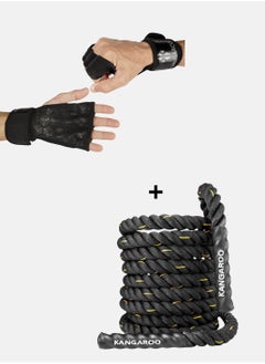 Black battle rope with glove 2