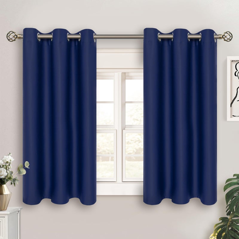 BGment Kitchen Curtains for Small Windows, 45 inch Curtains 2 Panels Set Blackout Room Darkening Thermal Insulated Short Drapes, 38 x 45 Inch, Navy Blue - Image 1