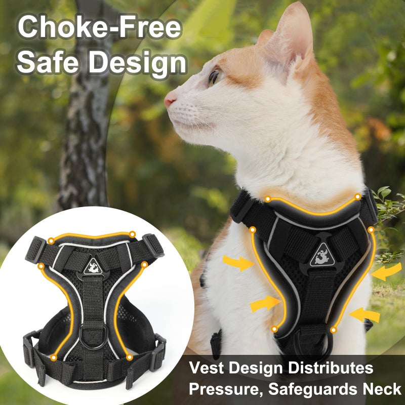 Kodervo Cat Harness and Leash, Reflective Cat Harness Escape Proof for Walking, Adjustable Kitten Harness and Leash Set, 4 Buckles Easy Control Breathable Cat Vest Harness for All Types of Cats - Image 3
