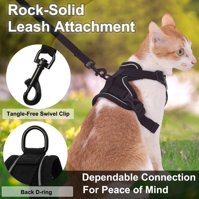Kodervo Cat Harness and Leash, Reflective Cat Harness Escape Proof for Walking, Adjustable Kitten Harness and Leash Set, 4 Buckles Easy Control Breathable Cat Vest Harness for All Types of Cats - Image 4