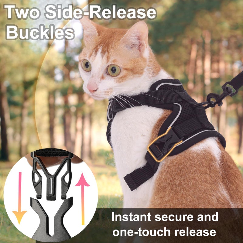 Kodervo Cat Harness and Leash, Reflective Cat Harness Escape Proof for Walking, Adjustable Kitten Harness and Leash Set, 4 Buckles Easy Control Breathable Cat Vest Harness for All Types of Cats - Image 5