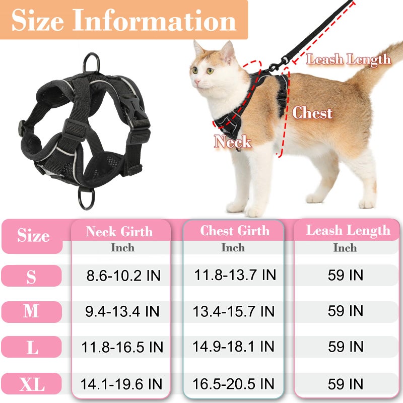 Kodervo Cat Harness and Leash, Reflective Cat Harness Escape Proof for Walking, Adjustable Kitten Harness and Leash Set, 4 Buckles Easy Control Breathable Cat Vest Harness for All Types of Cats - Image 2