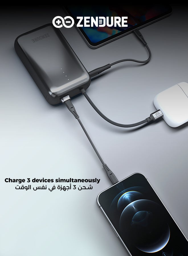 ZENDURE 20000 mAh 20000mAh SuperMini Pro Power Bank | 30W Portable Charger | Built-in Durable Cable | Fast Charging for iPhone & Android | Compact Travel Charger Grey - Image 2