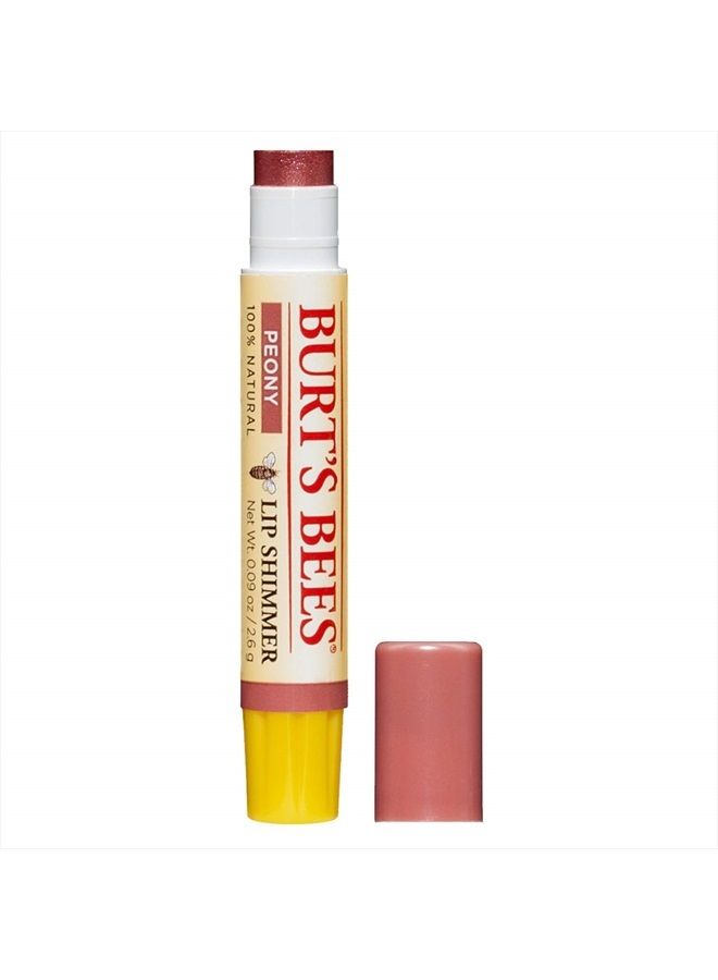 Burt's Bees Lip Balm, Moisturizing Lip Shimmer for Women, for All Day Hydration, with Vitamin E & Coconut Oil, 100% Natural, Peony, 0.09 Ounce - Image 1
