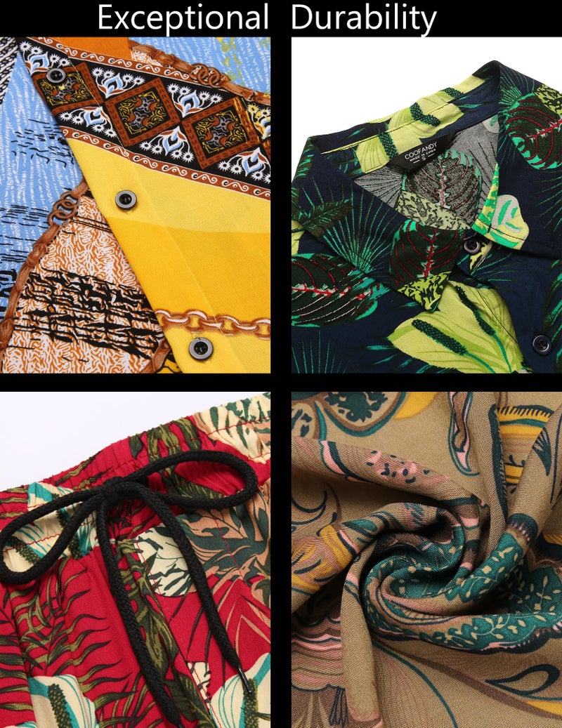 COOFANDY Men's Flower Shirt Hawaiian Sets Casual Button Down Short Sleeve Shirt 2 Piece Short Set Resort Wear Outfits - Image 5