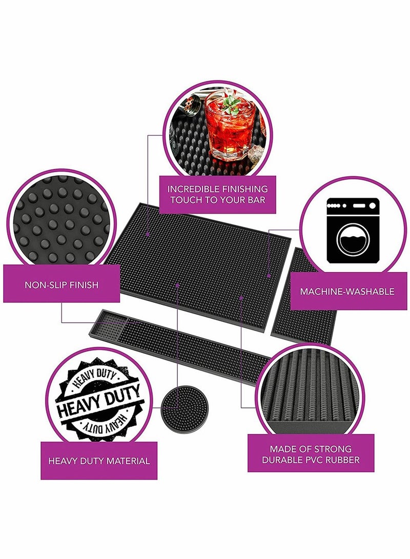 HomarKet 3Pcs Rubber Bar Service Spill Mat Coasters for Drinks Perfect for Prevent Furniture from Dirty Scratched in Home Kitchen Office Living Room Bar Use  - Image 3
