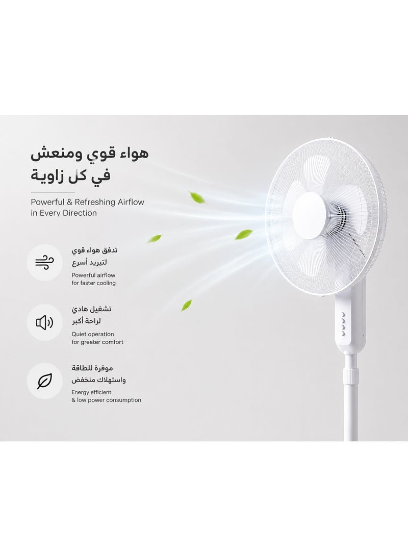 اوماها مروحة عمودية 16 بوصة بثلاث سرعات – تدفق هواء قوي وتشغيل هادئ وارتفاع قابل للتعديل - Image 4