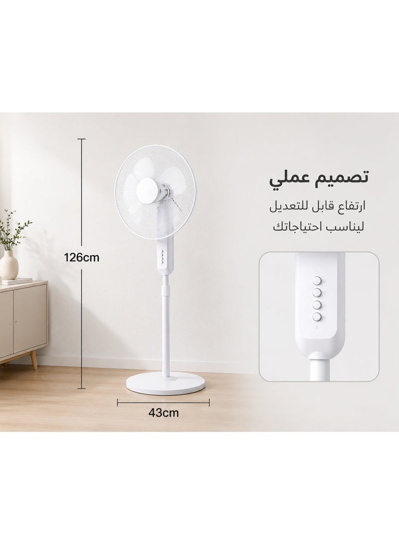 اوماها مروحة عمودية 16 بوصة بثلاث سرعات – تدفق هواء قوي وتشغيل هادئ وارتفاع قابل للتعديل - Image 2