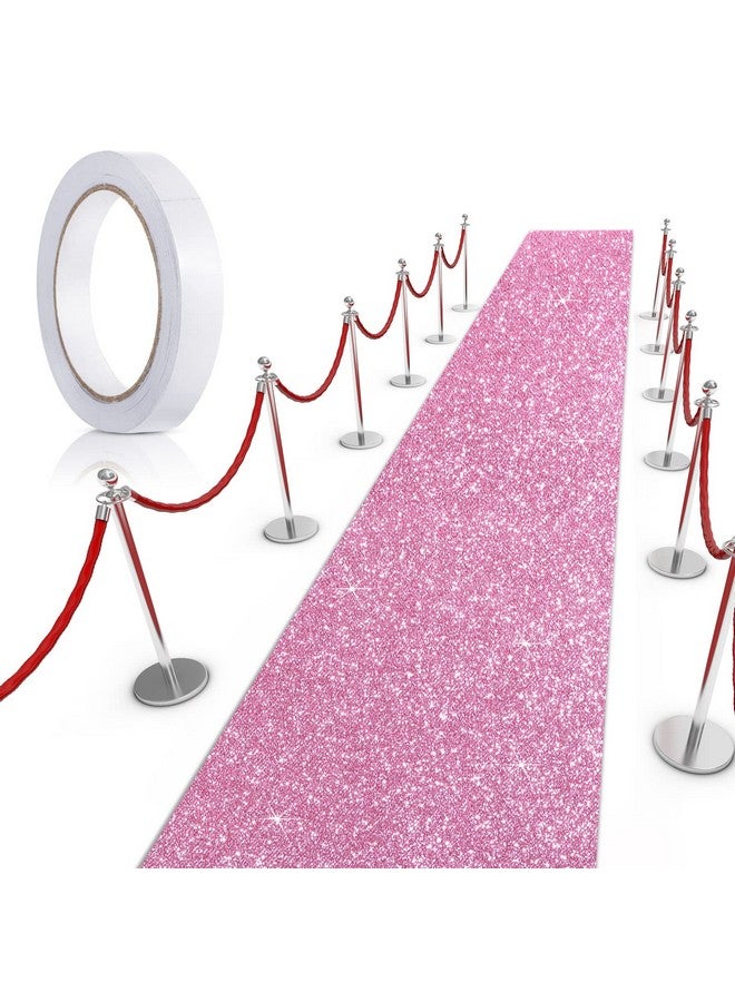 Tatuo Carpet Runner Runway Rug 55 Gsm Thickness With Carpet Tape For Prom Wedding Christmas Party Outdoor Indoor Hallway Rug(Glitter Pink,2.46 X 16.4 Feet) - Image 1