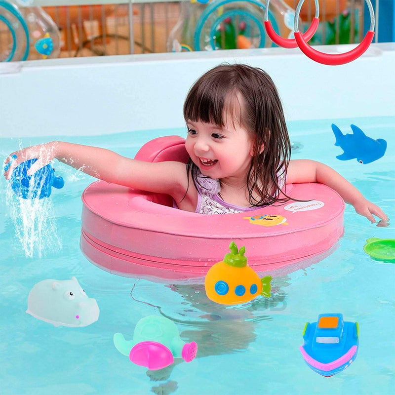 INNOCHEER Baby Bath Toys for Toddlers, Water Table Toys with Mold Free Stacking Cups, Quick Dry Organizer Net, 13 Pcs Bathtub Game, Beach and Pool Party - Image 4