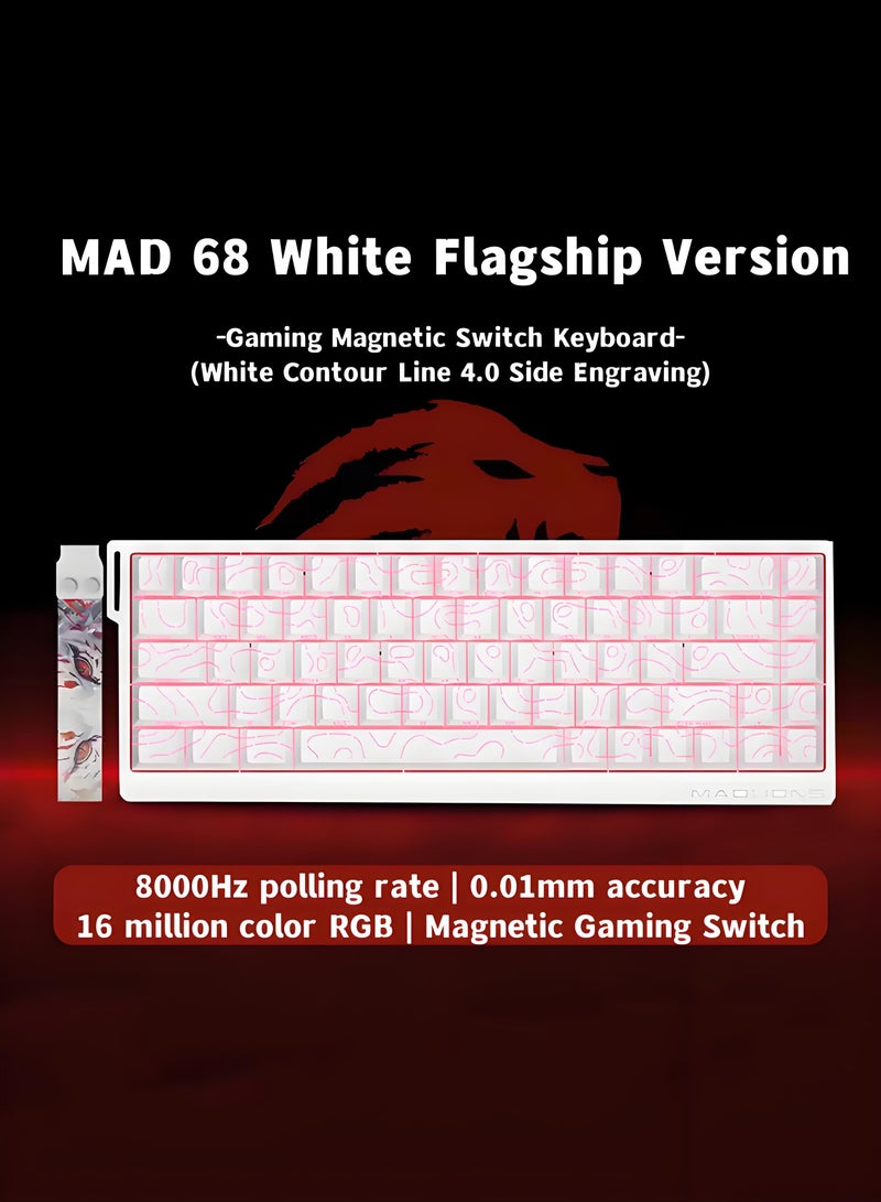 MADLIONS Mad68 HE RGB Gaming Keyboard 8000HZ 0.01mm Magnetic Switches FPS  Mechanical Keyboard Hot Swap Magnetic Switches Quick Trigger Birthday Holiday Gift (White Contour Side Engraving) - Image 1