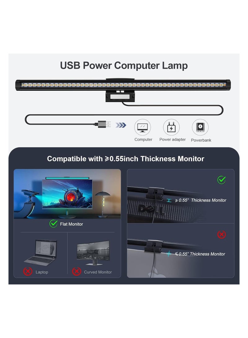 NNEWVANTE Monitor Light Bar, RGB Monitor Light Screen Light Bar, Dual Light USB Powered Monitor Lamp, LED Computer Light, No Glare, Touch Control, 3-Color Mode, PC Desk Lamps for Home Office  - Image 4